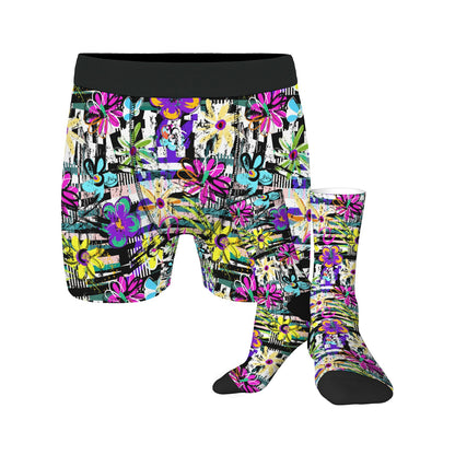Custom Men's Underwear & Socks Set - Terrible Flowers