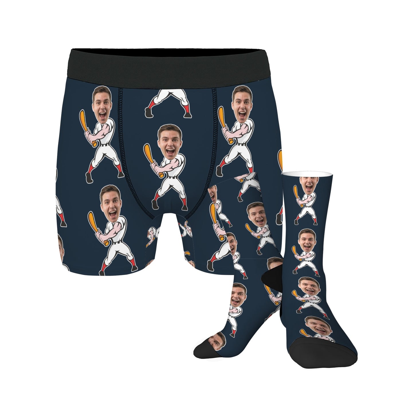Custom Baseball Face Socks and Underwear for Him
