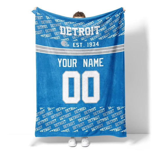 Custom Blue Throw Blankets Detroit City