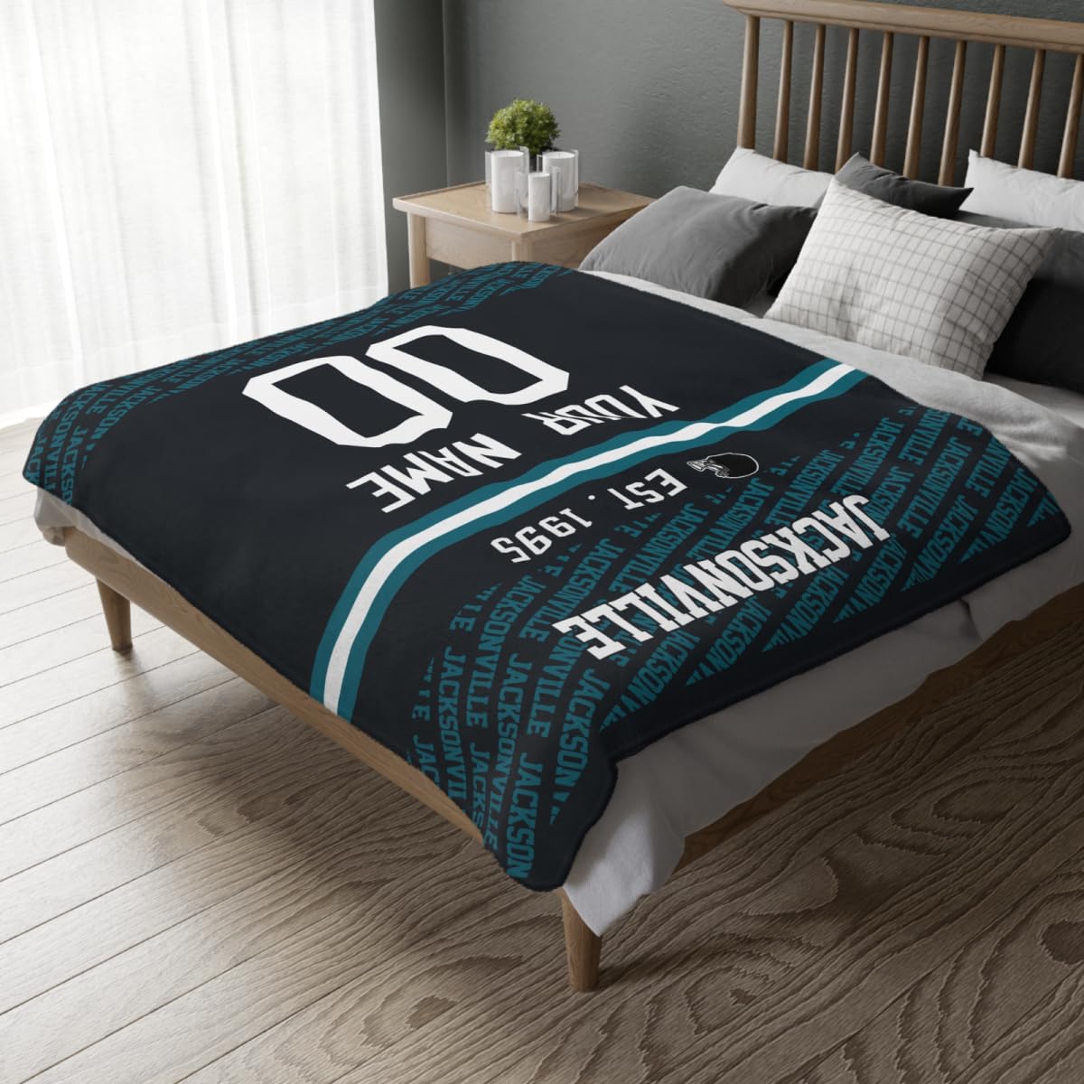 Custom Deep Navy Throw Blankets Jacksonville City