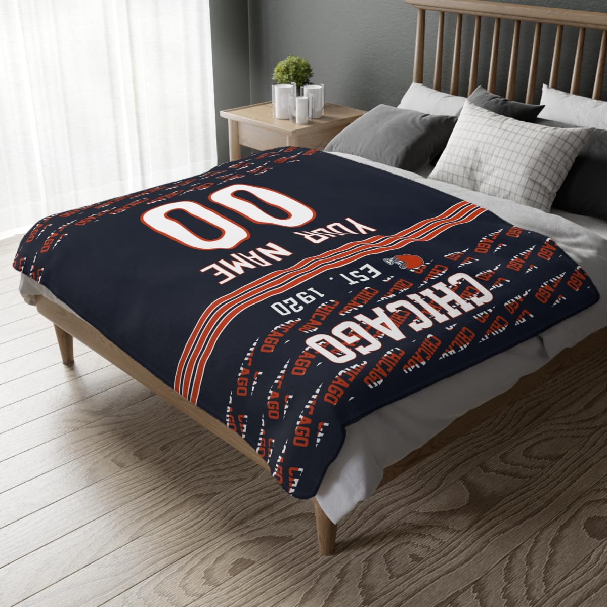 Custom Navy Throw Blankets Chicago City
