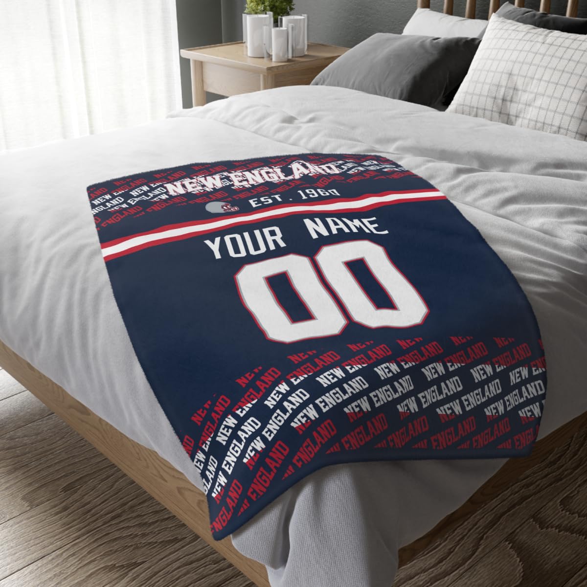 Custom Navy Throw Blankets New England City