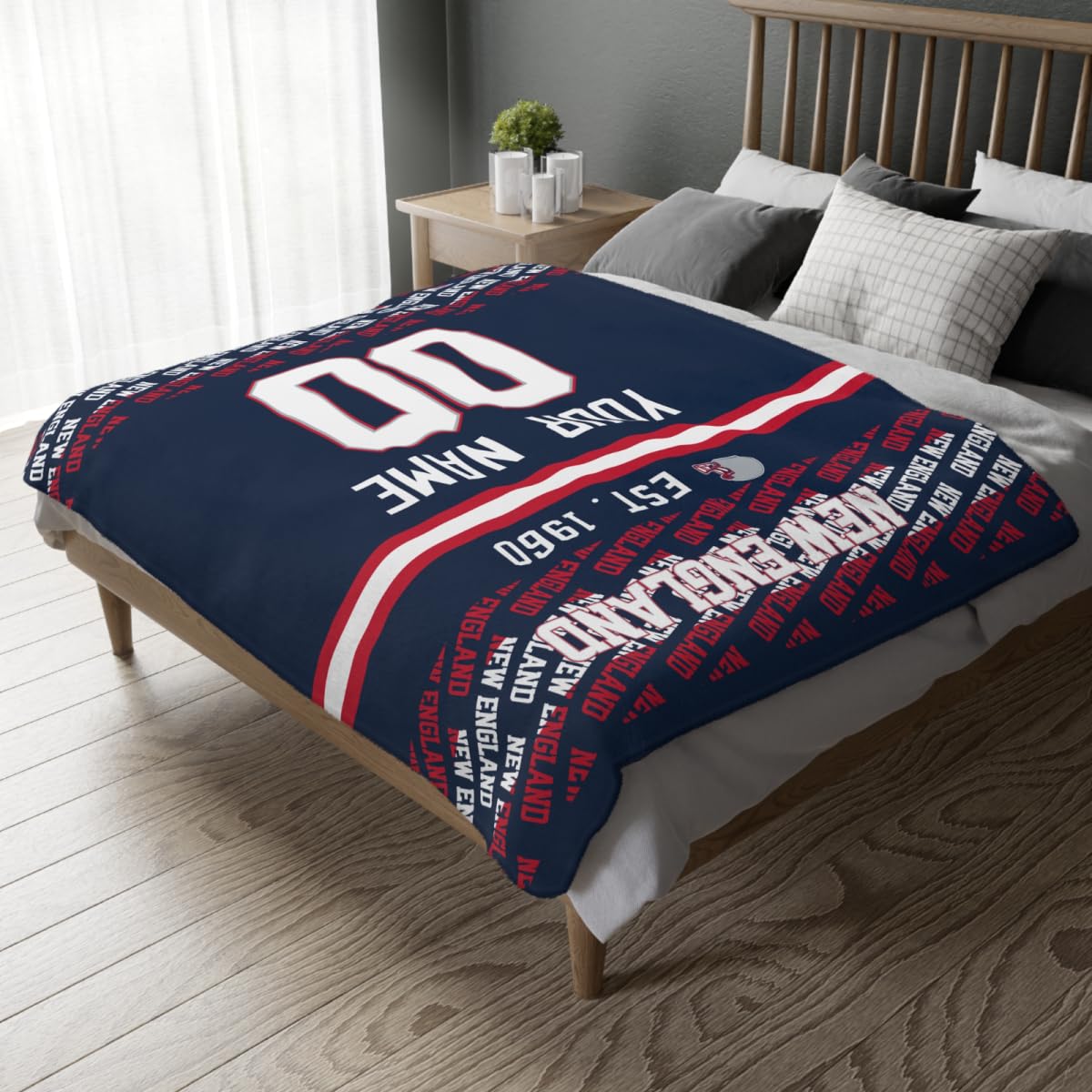 Custom Navy Throw Blankets New England City