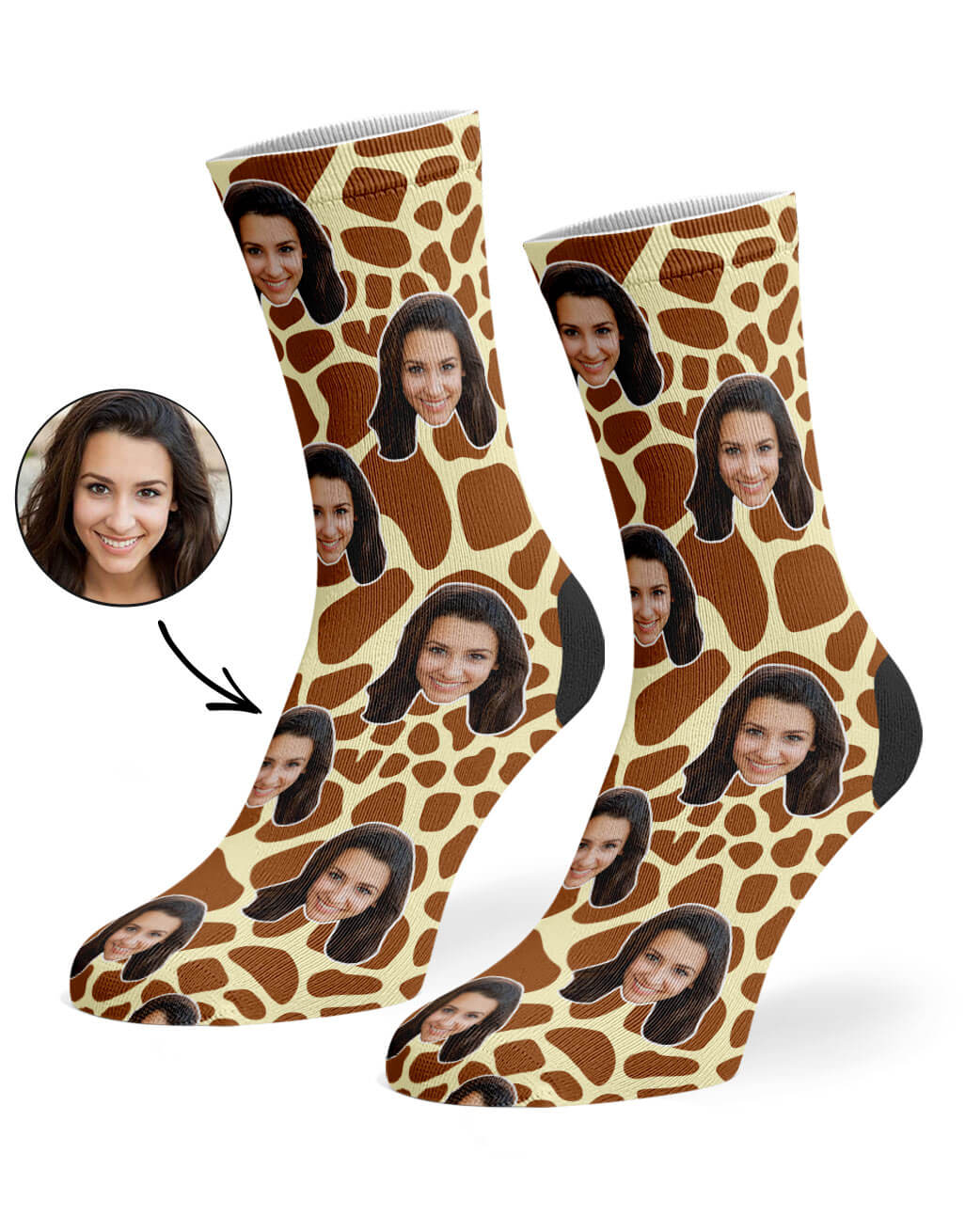 Giraffe Print Face Socks