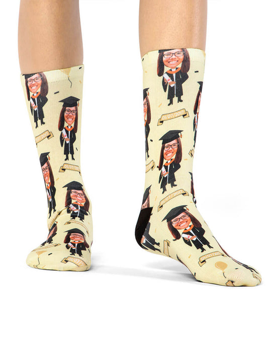 Graduation Socks Personalised With Face & Date
