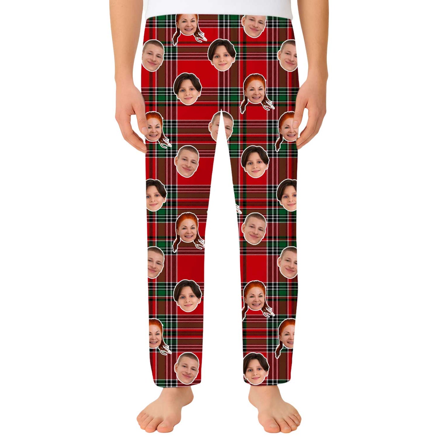 Men's Red Tartan Personalised PJ Bottoms