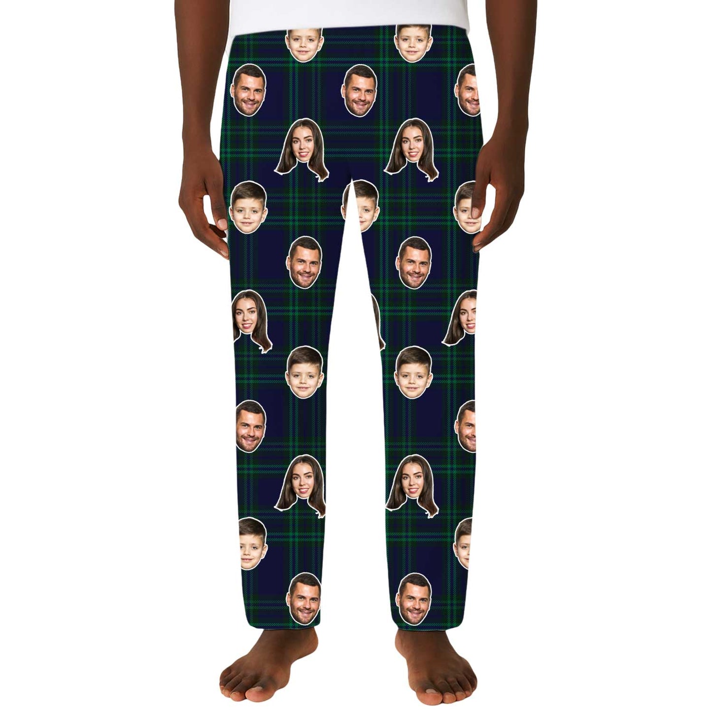 Men's Navy Tartan Personalised PJ Bottoms