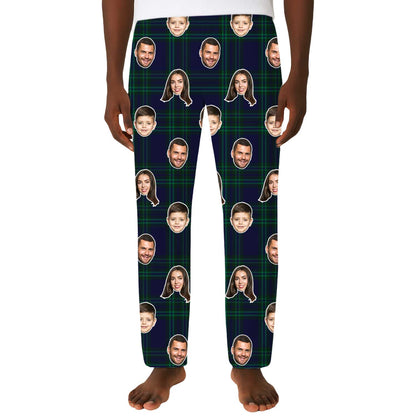 Men's Navy Tartan Personalised PJ Bottoms