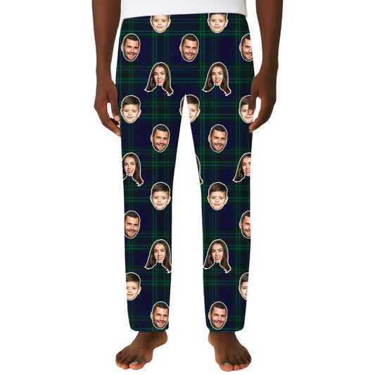 Men's Navy Tartan Personalised PJ Bottoms