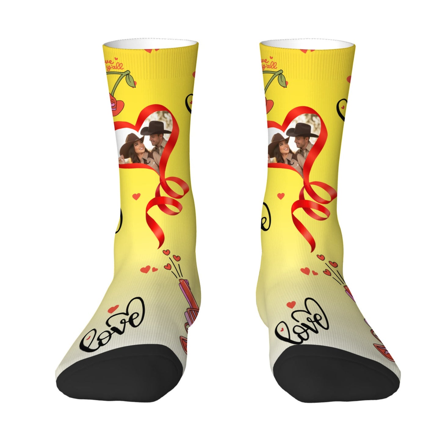 Custom Valentine's Day Cowboy Couple Love Gradient Sock