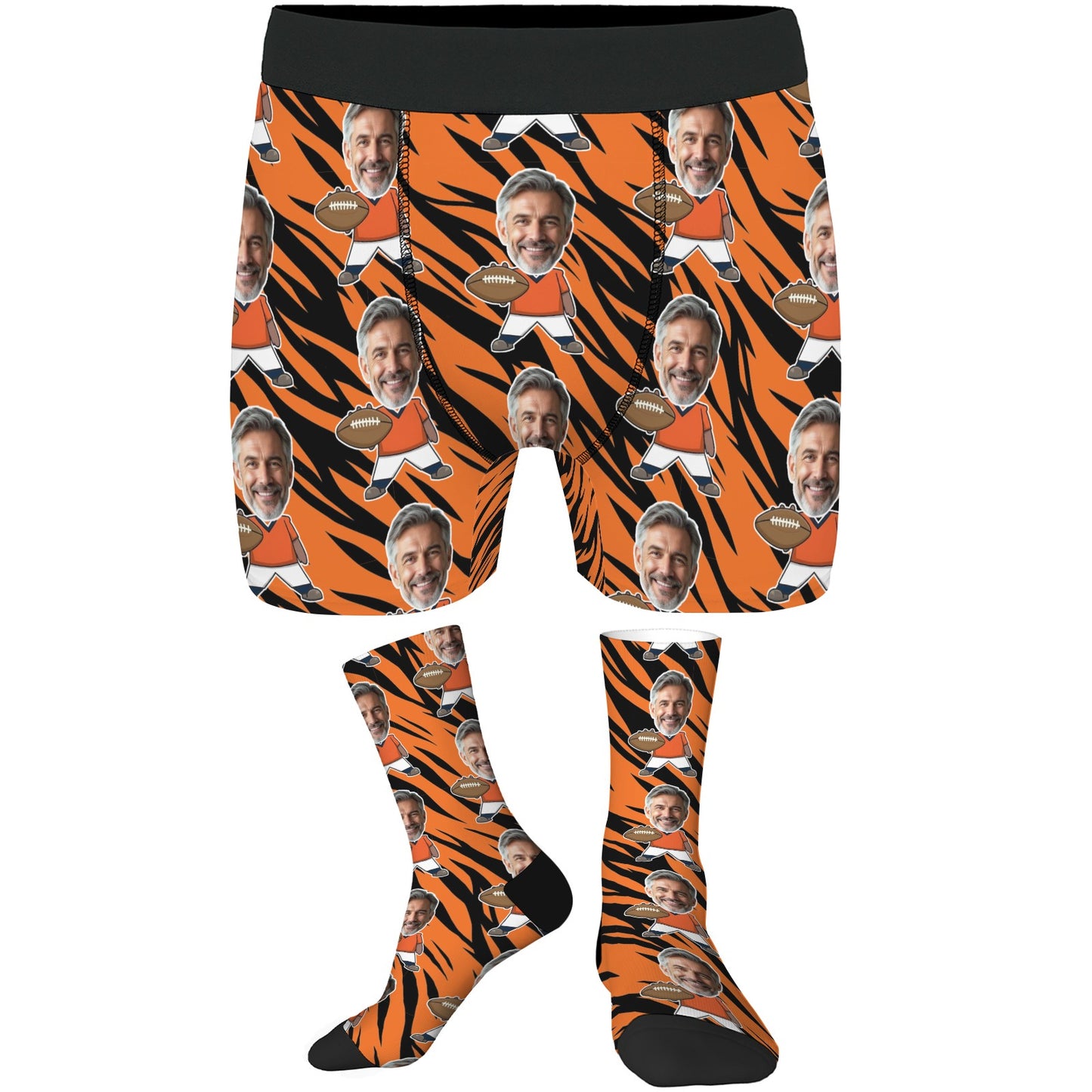 Custom Denver Football Face Socks & Men's Underwear Set