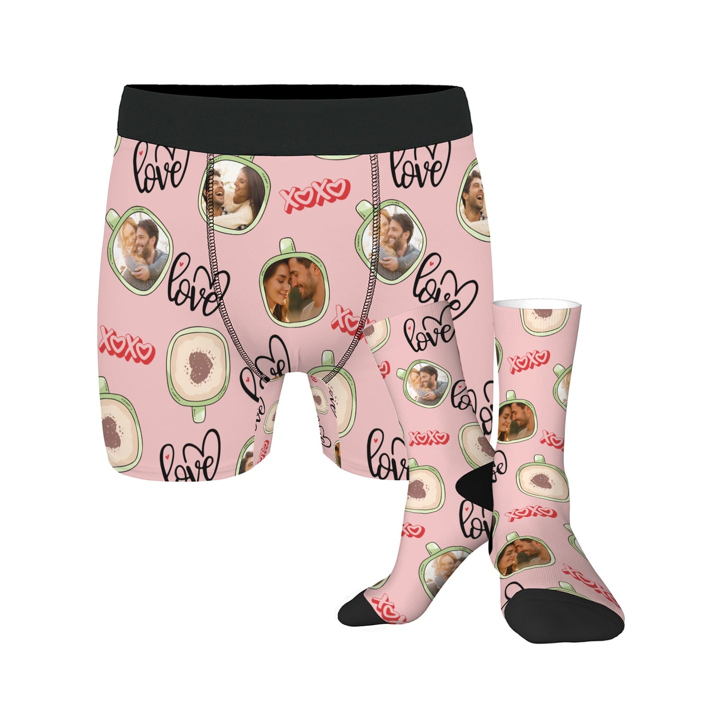 Personalized Valentine's Day Couple Love Coffee Underwear Sock Sets