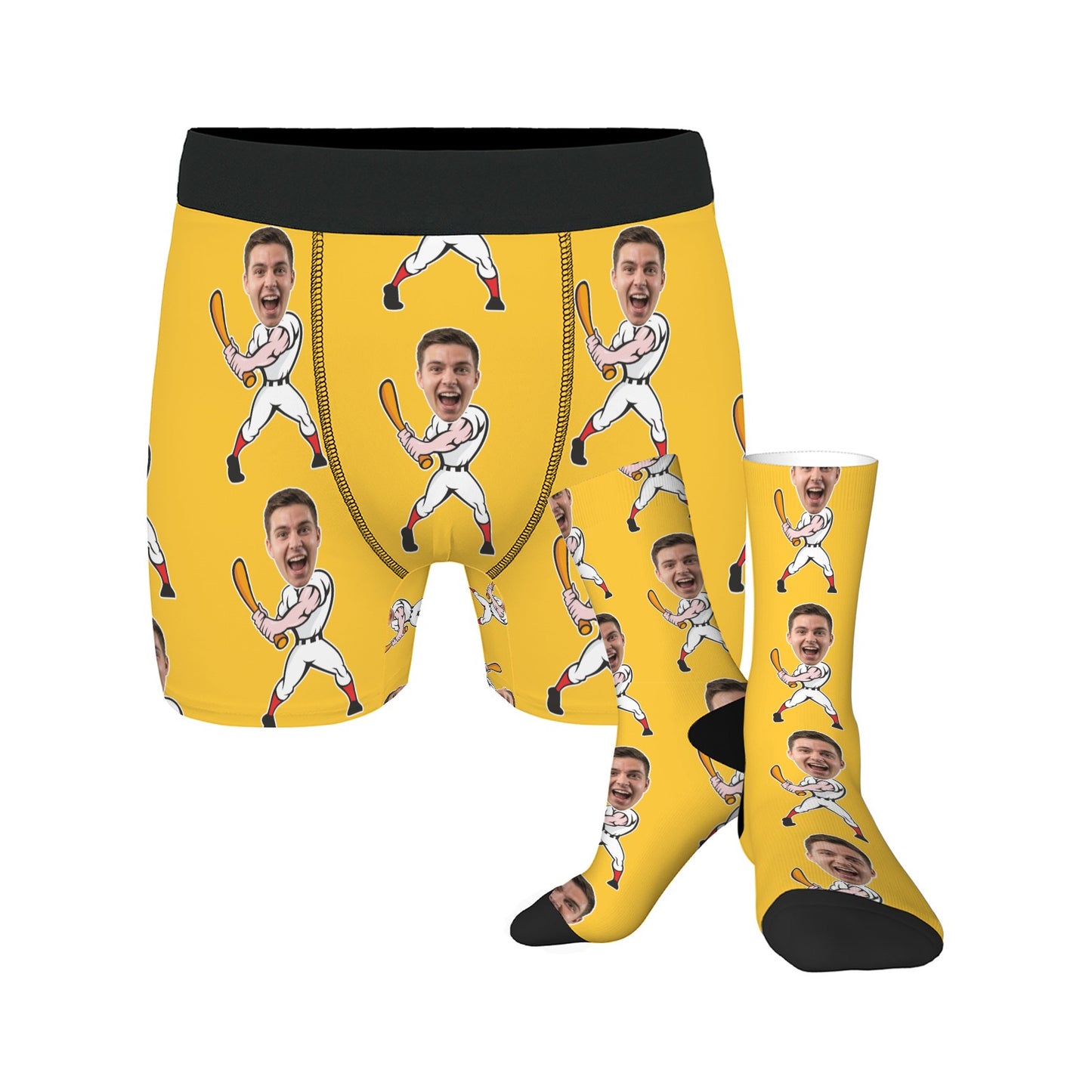 Custom Baseball Face Socks and Underwear for Him