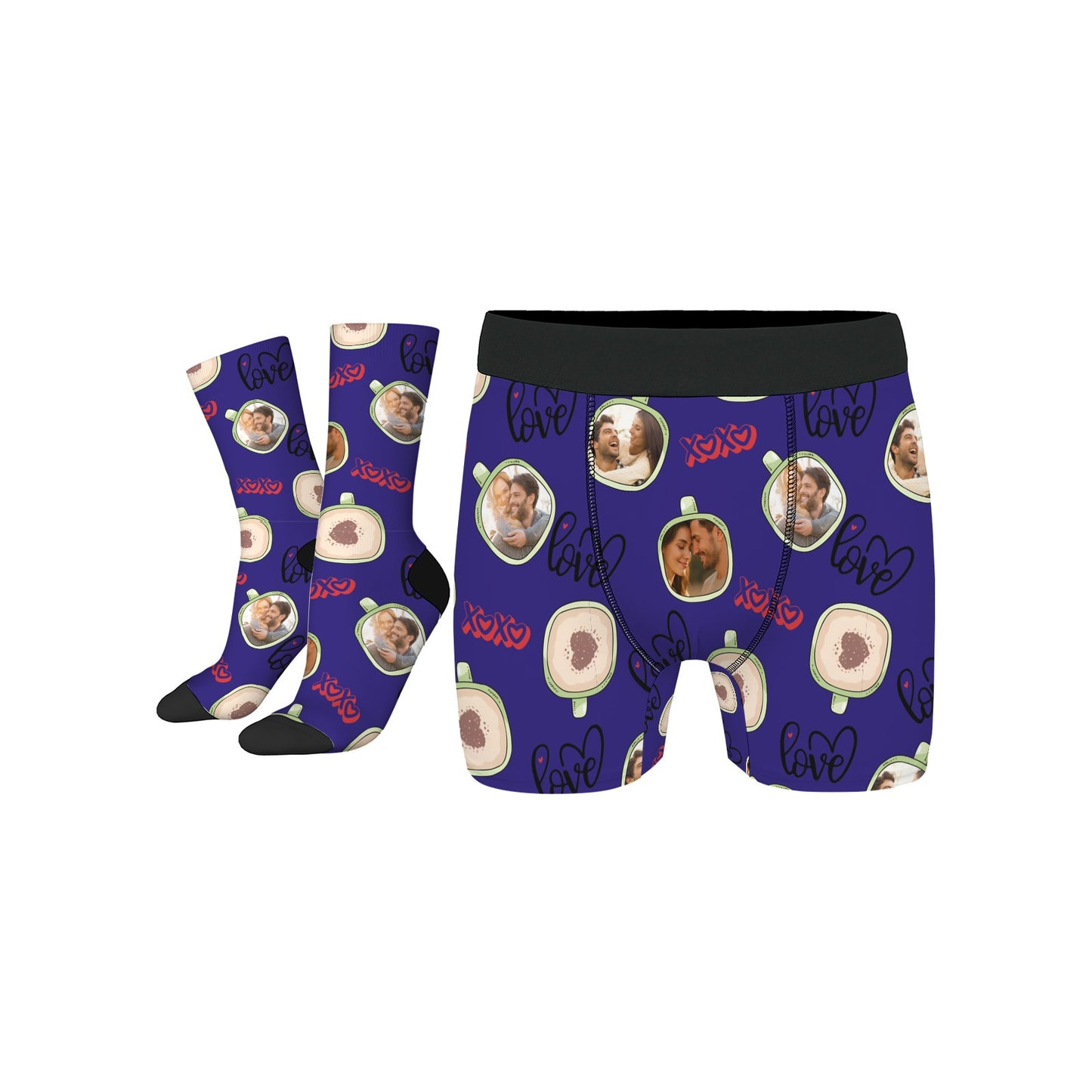 Personalized Valentine's Day Couple Love Coffee Underwear Sock Sets