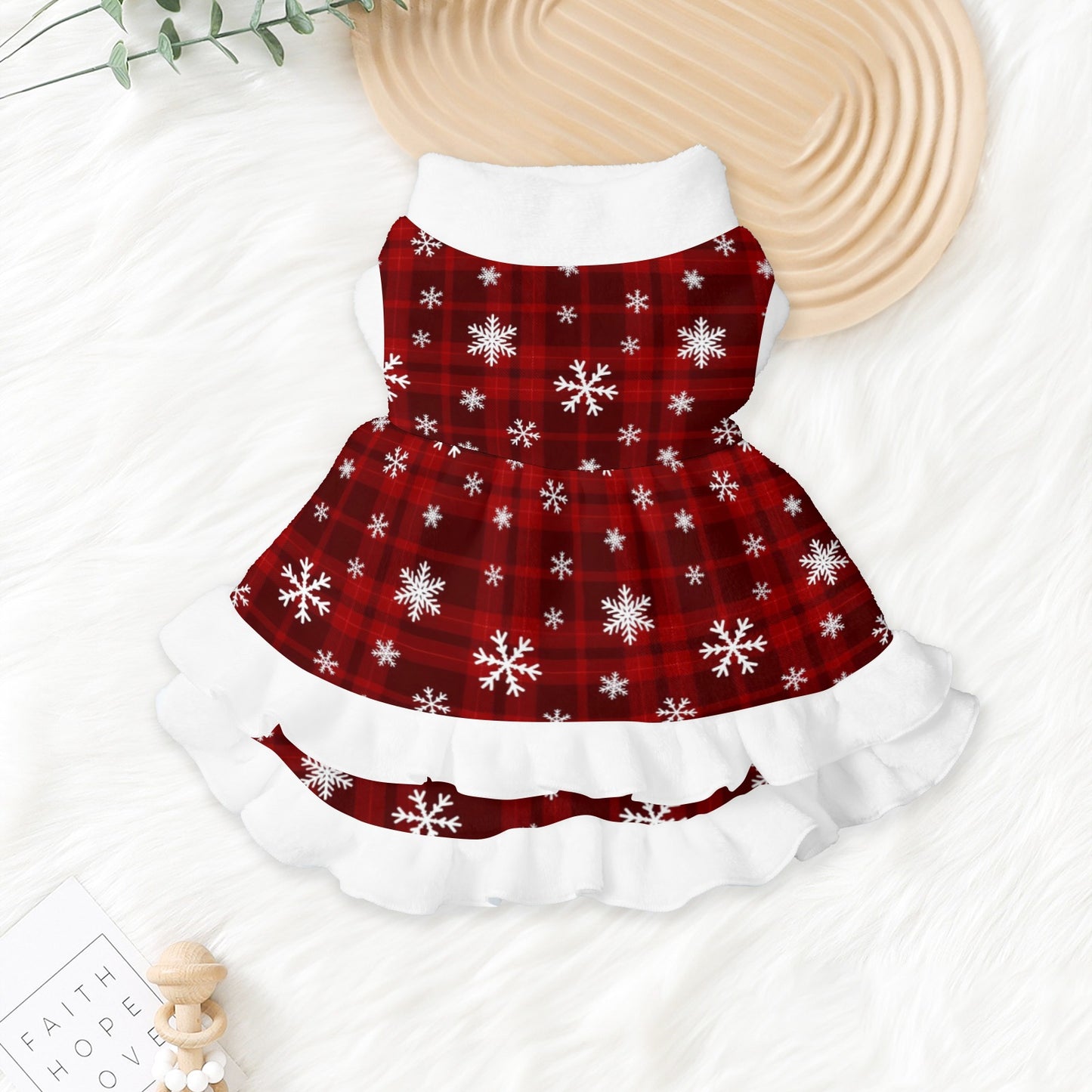 Pets Christmas Snowflake Checkered Dress