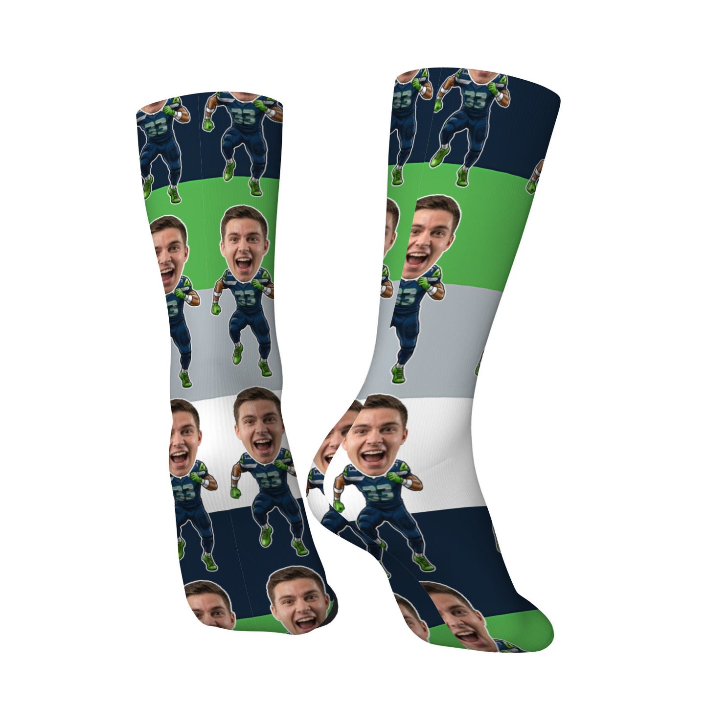 Custom Seattle Football Face Socks