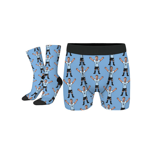Custom Portrait Soccer-Inspired Underwear and Socks Gift Set