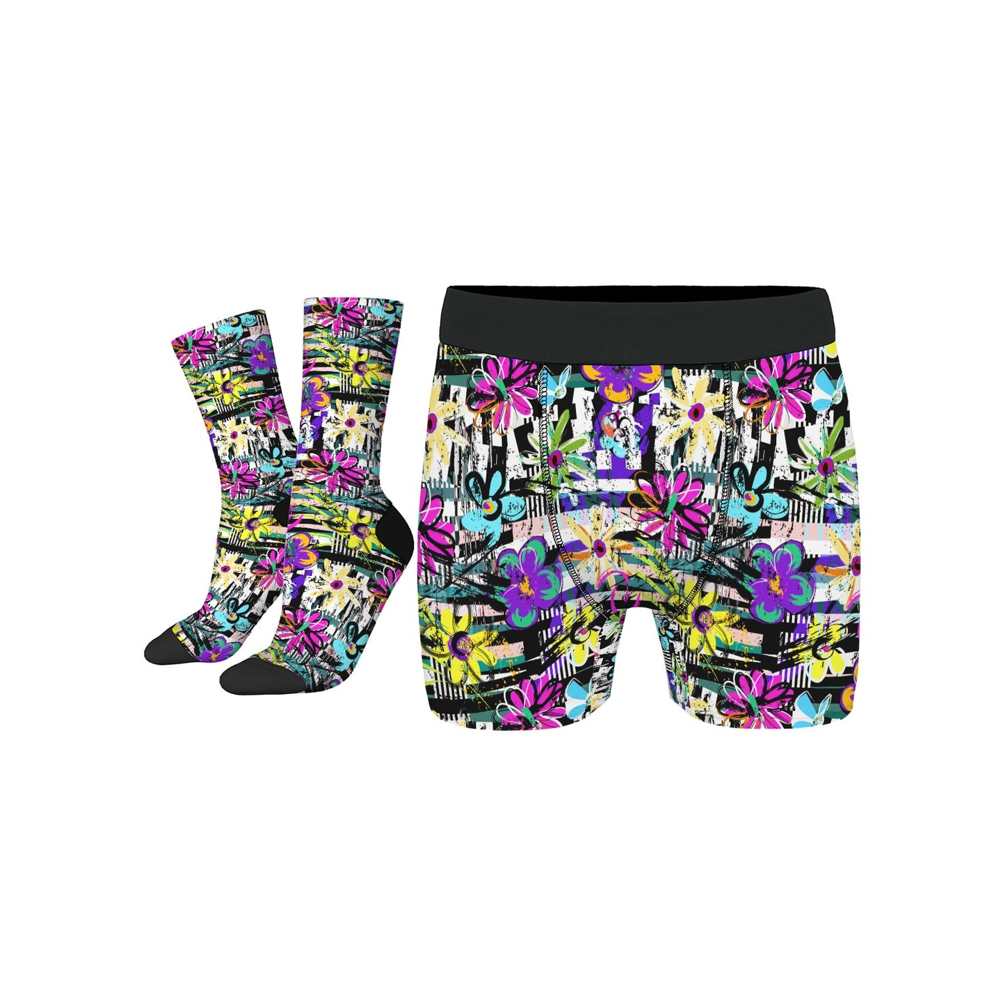 Custom Men's Underwear & Socks Set - Terrible Flowers