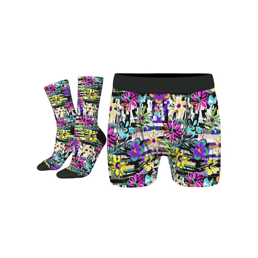 Custom Men's Underwear & Socks Set - Terrible Flowers