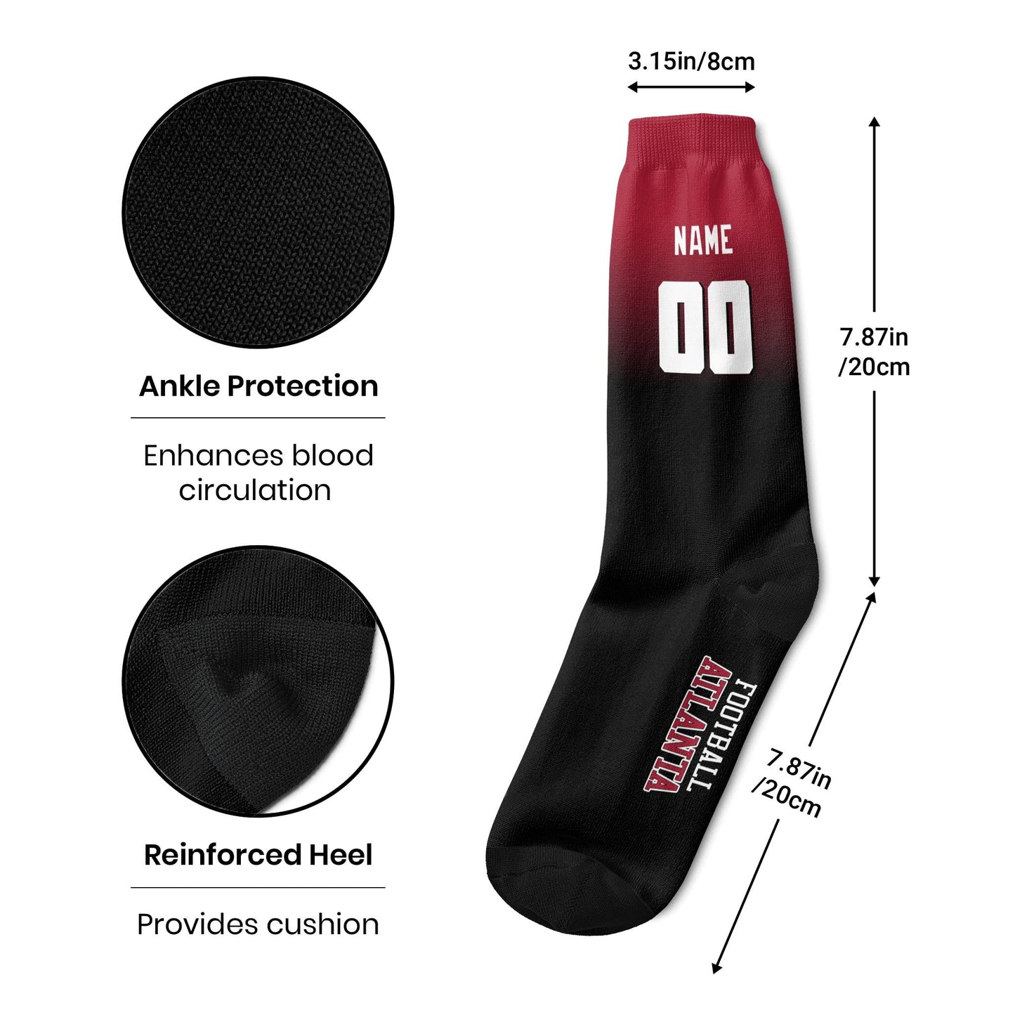 Atlanta Custom Socks Add Name or Number