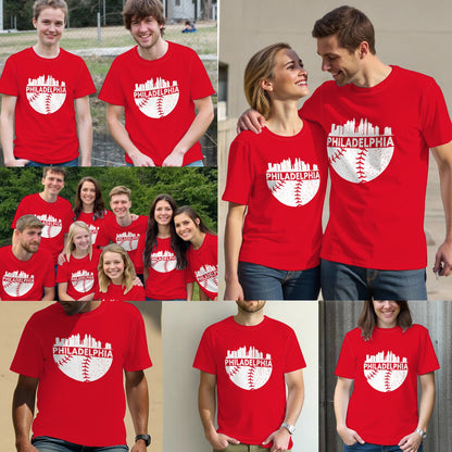 Vintage Philadelphia Skyline Baseball Retro Cityscap T-Shirt