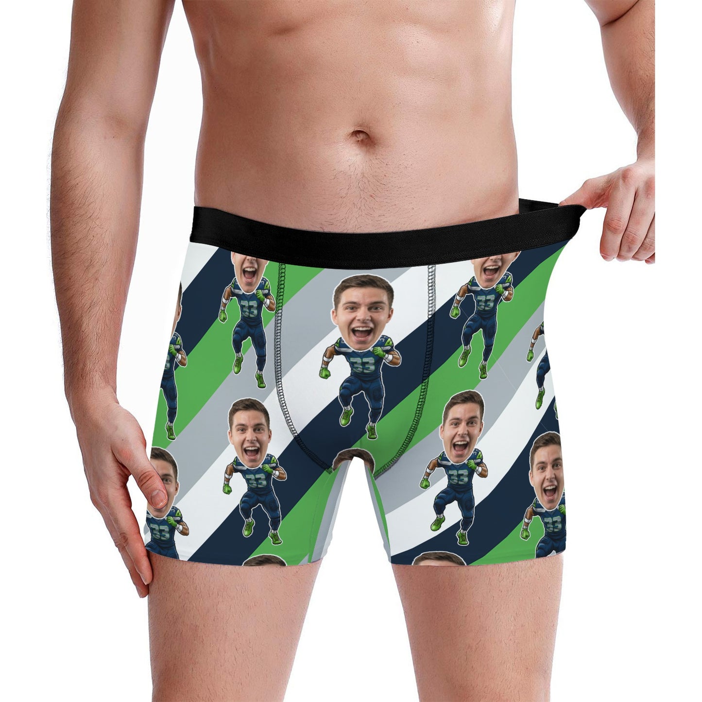 Custom Seattle Football Face Socks & Men's Underwear Set