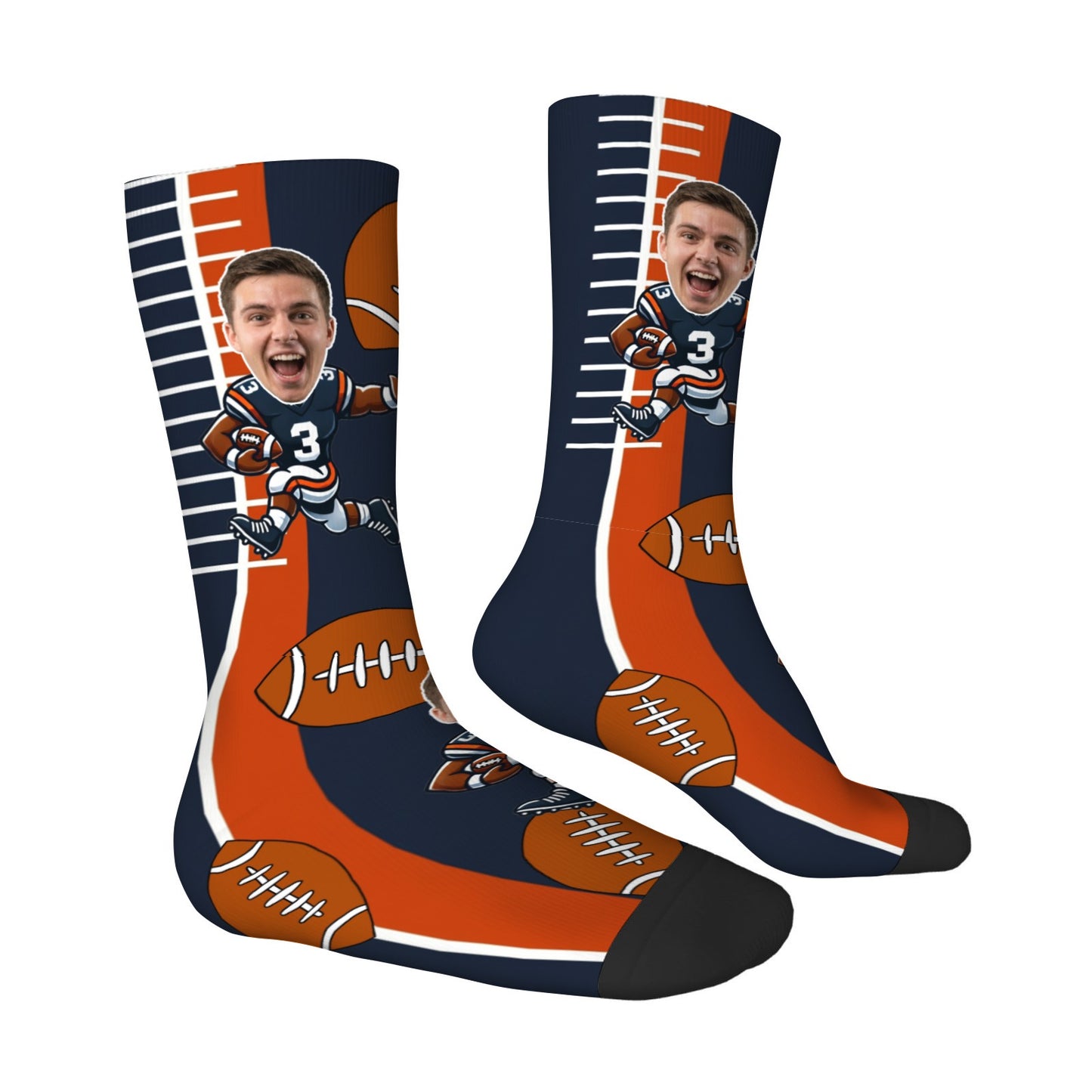 Custom Chicago Football Face Socks
