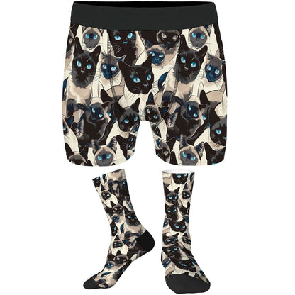 Custom Men's Underwear & Socks Set - Black Cat Blue Eyes