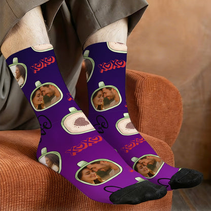 Personalized Valentine's Day Couple Love Coffee Gradient Sock