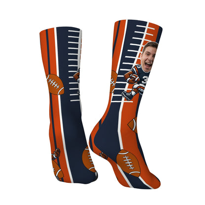 Custom Chicago Football Face Socks
