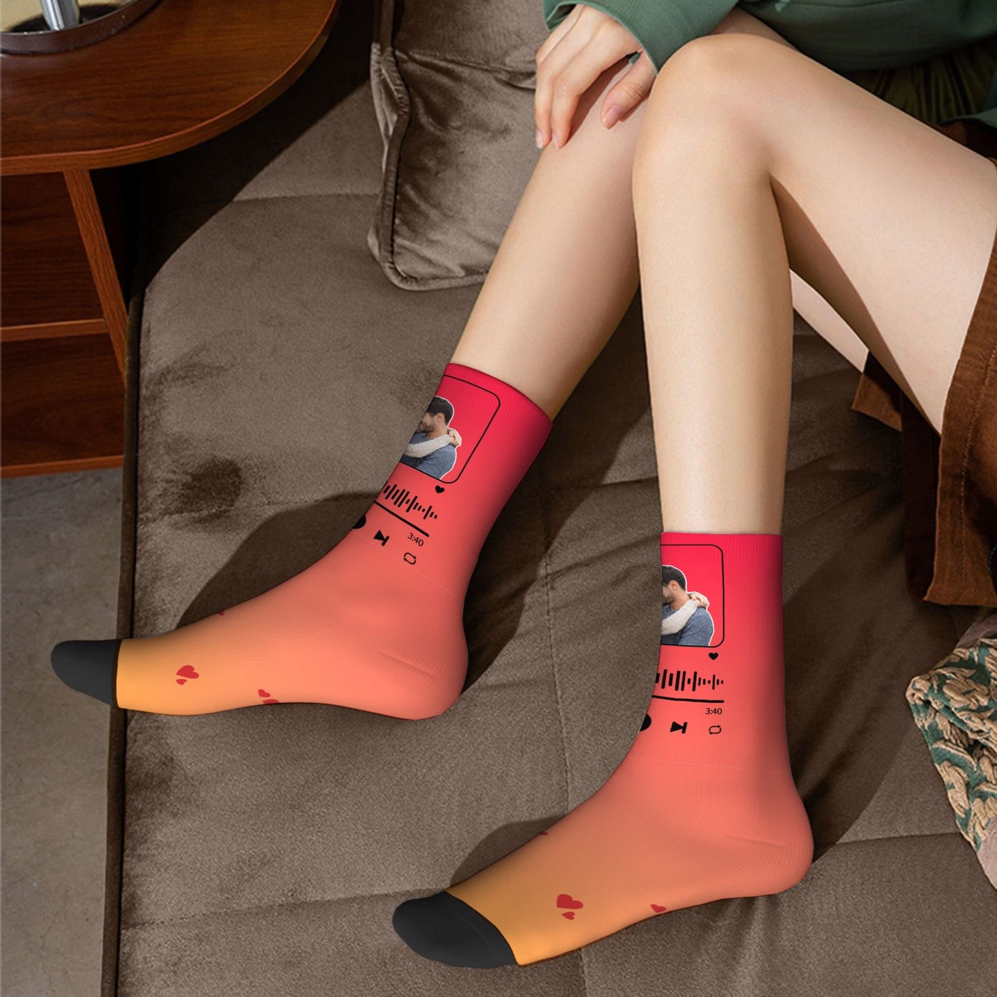 Music Customizable Valentine's Day Spider Couple Love Gradient Sock