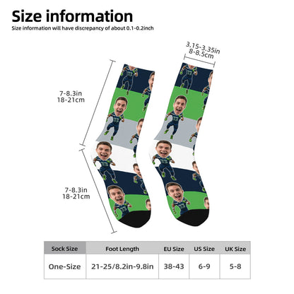 Custom Seattle Football Face Socks
