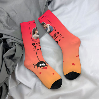 Music Customizable Valentine's Day Spider Couple Love Gradient Sock