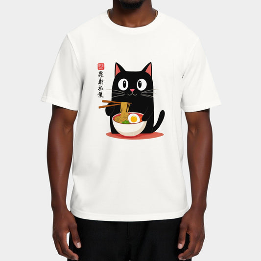 Anime Cat Ramen Japanese Funny Graphic Tees Kawaii Gifts T-Shirt