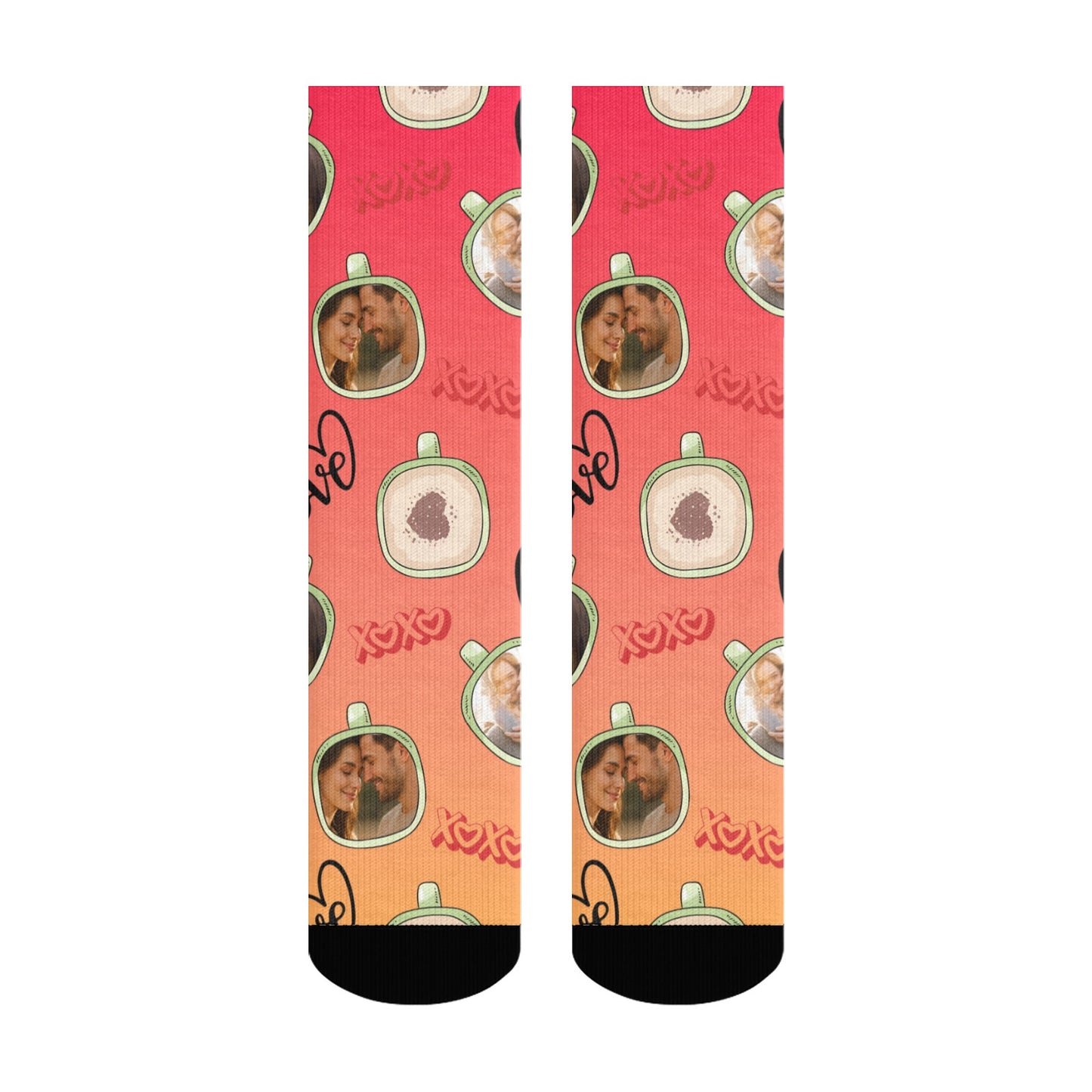 Personalized Valentine's Day Couple Love Coffee Gradient Sock