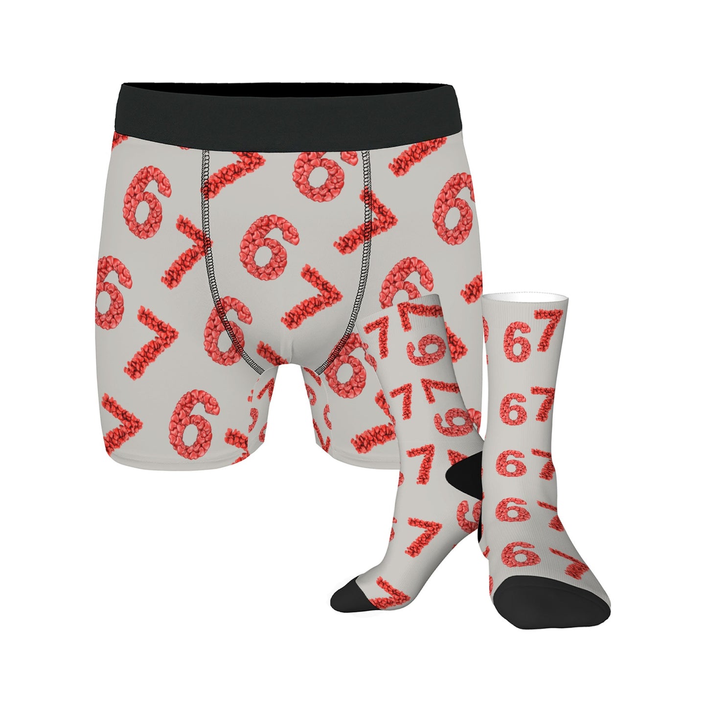 Custom Men's Underwear & Socks Set - Six Seven Heart Number