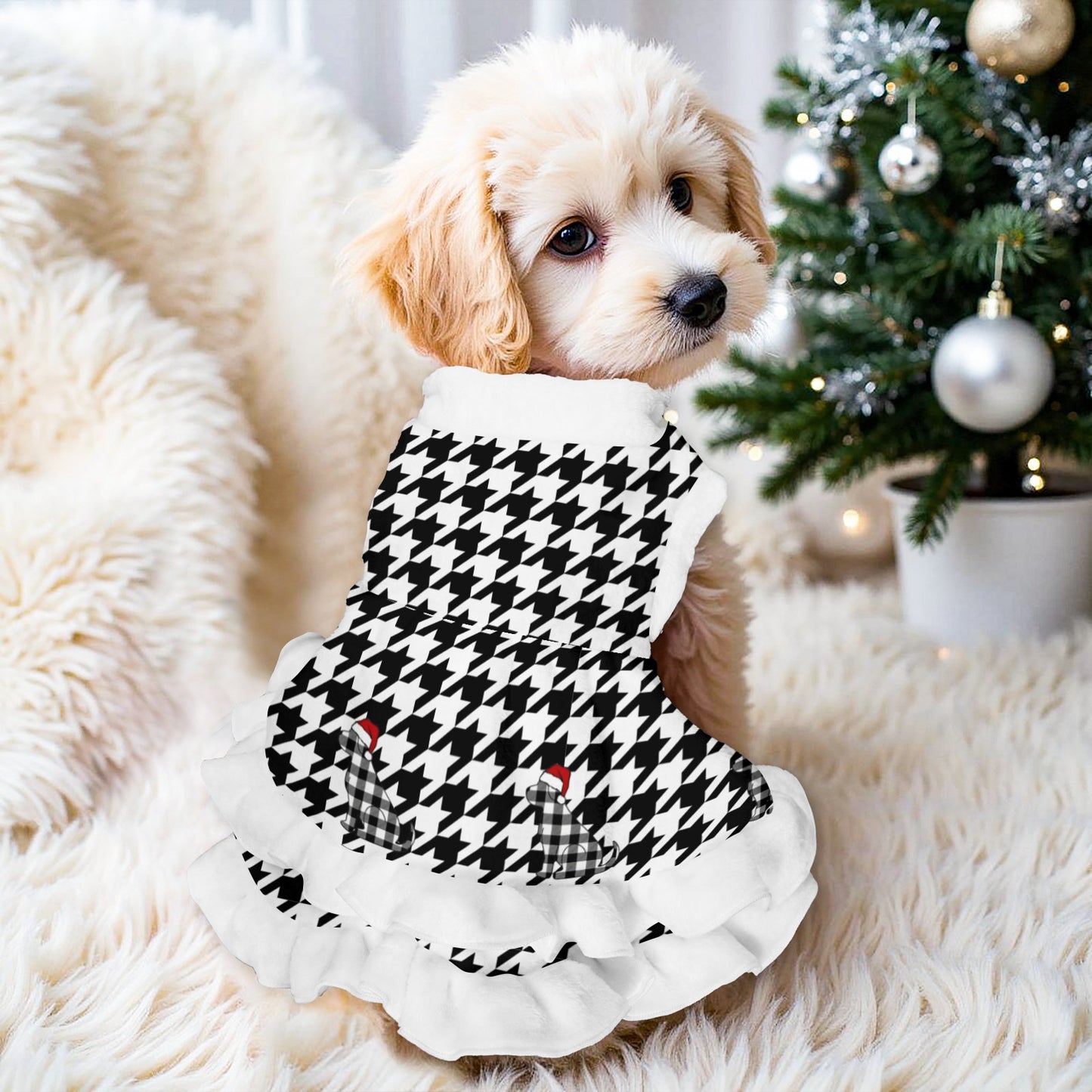 Houndstooth Pattern Pets Christmas Dress