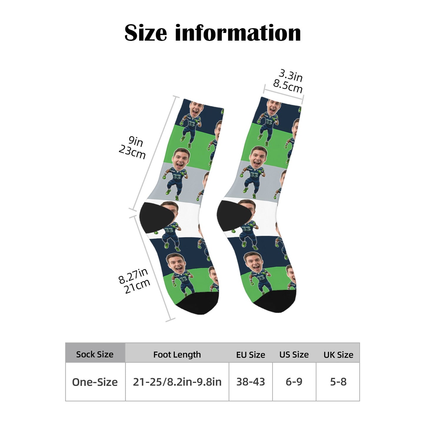 Custom Seattle Football Face Socks & Men's Underwear Set