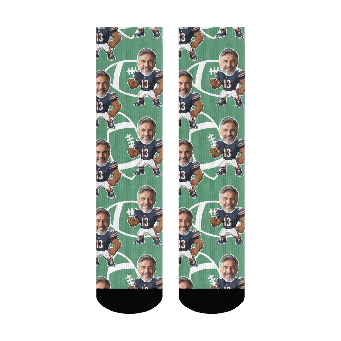 Personalized Chicago Football Face Socks