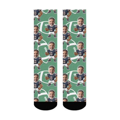 Personalized Chicago Football Face Socks