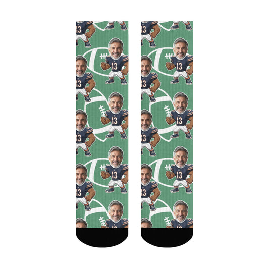 Personalized Chicago Football Face Socks