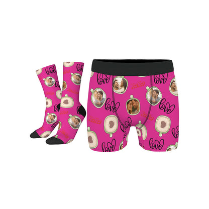 Personalized Valentine's Day Couple Love Coffee Underwear Sock Sets