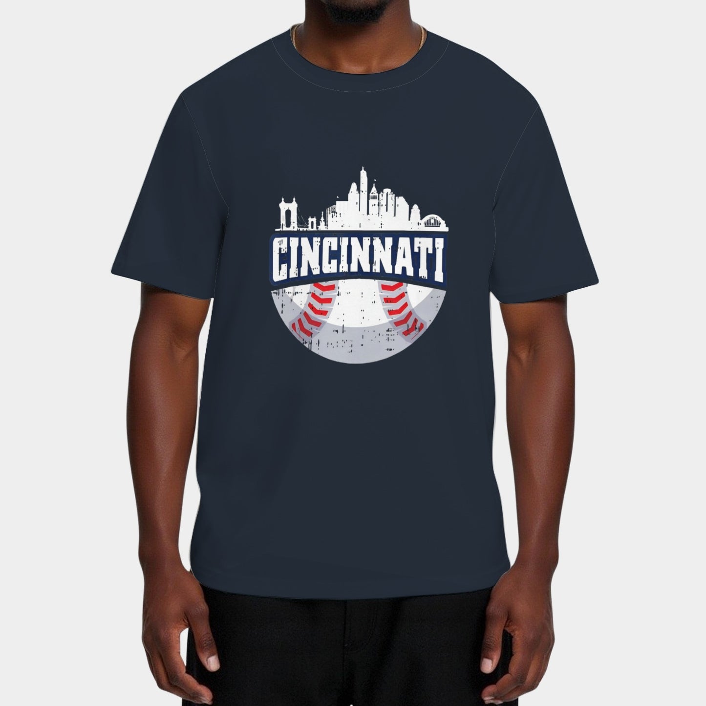 Cincinnati Baseball Skyline Ohio Baseball Player T-Shirt