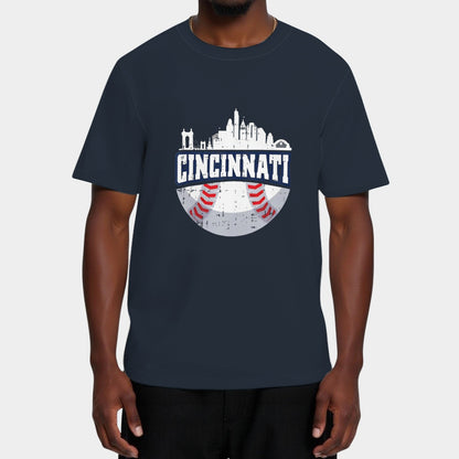 Cincinnati Baseball Skyline Ohio Baseball Player T-Shirt