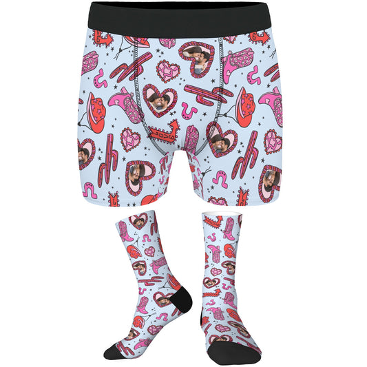 Custom Valentine's Day Couple Underwear & Socks Set