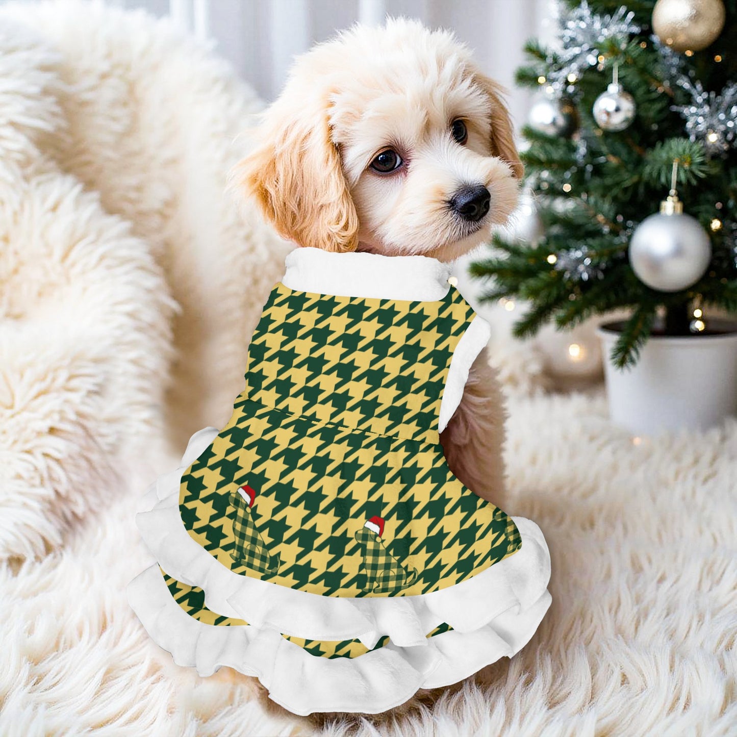 Houndstooth Pattern Pets Christmas Dress