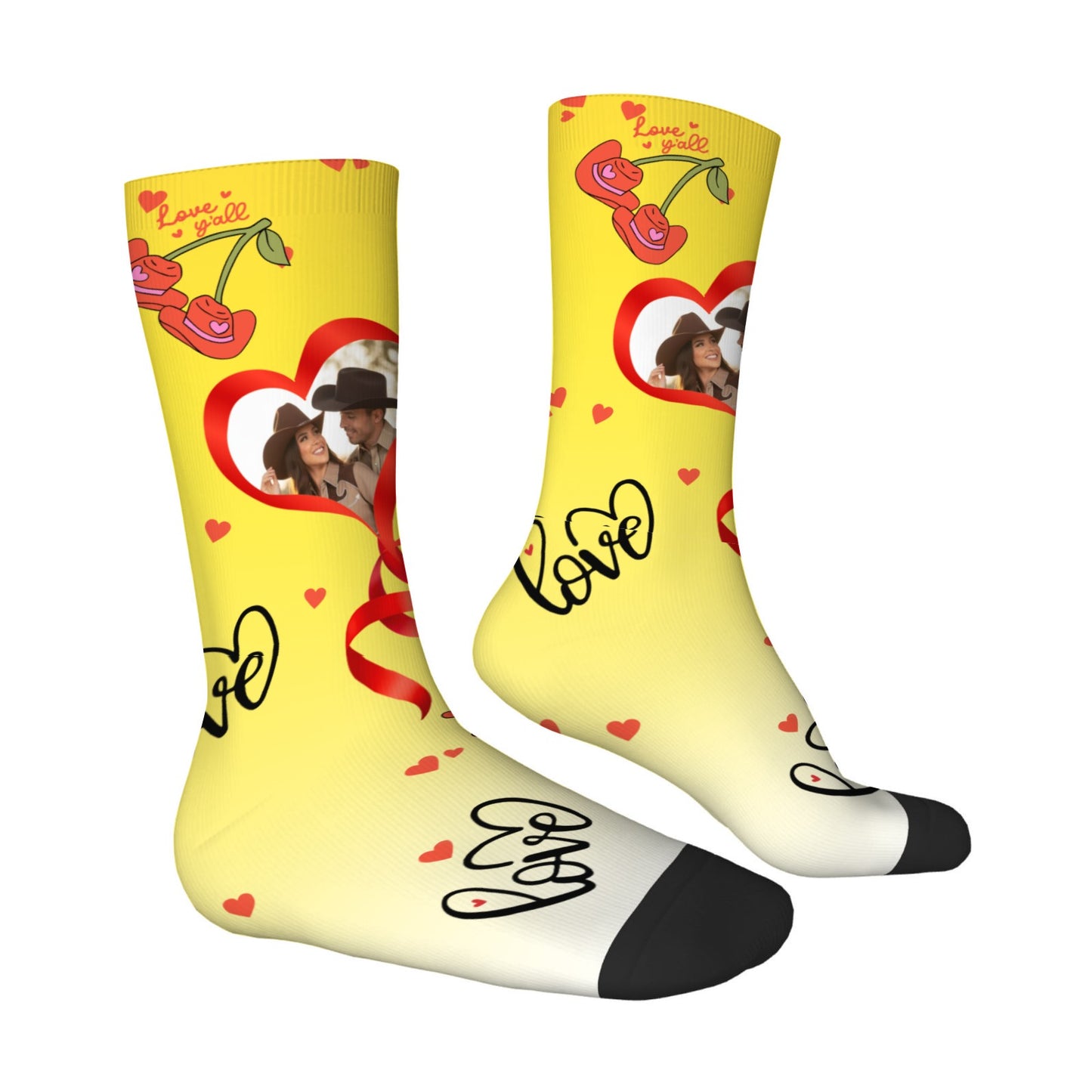 Custom Valentine's Day Cowboy Couple Love Gradient Sock