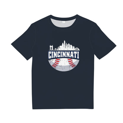 Cincinnati Baseball Skyline Ohio Baseball Player T-Shirt