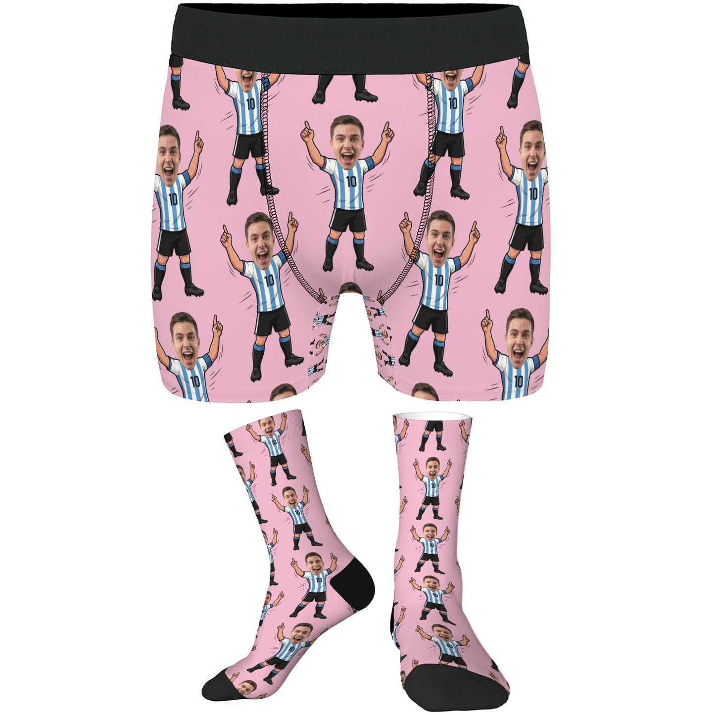Custom Soccer Lover Underwear and Socks Set with Photo Design