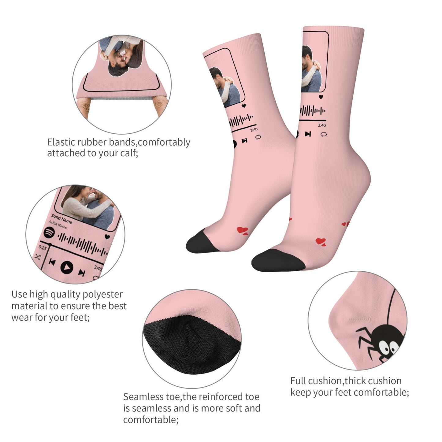 Music Customizable Valentine's Day Spider Couple Love Sock